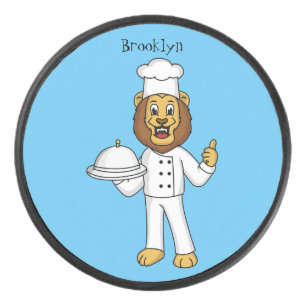 Palet De Hockey Illustration du chef mignon lion