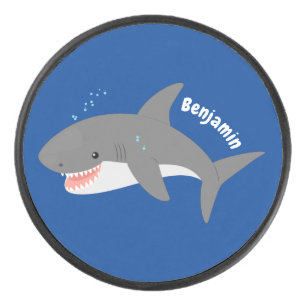 Palet De Hockey Illustration joyeuse du grand requin blanc