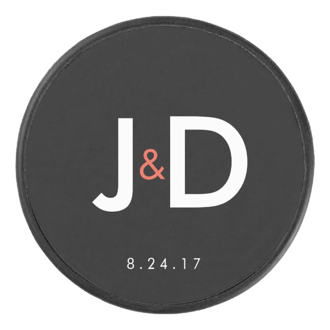 Palet De Hockey Initiales personnalisées Faveur de mariage (Devant)
