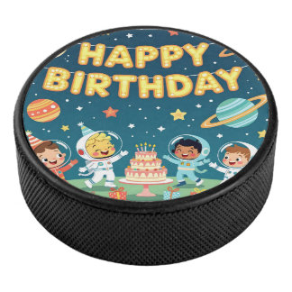 Palet De Hockey Joyeux anniversaire thème spatial