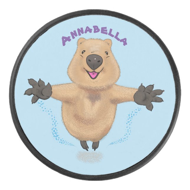 Palet De Hockey Joyeux sauter quokka dessin animé (Devant)