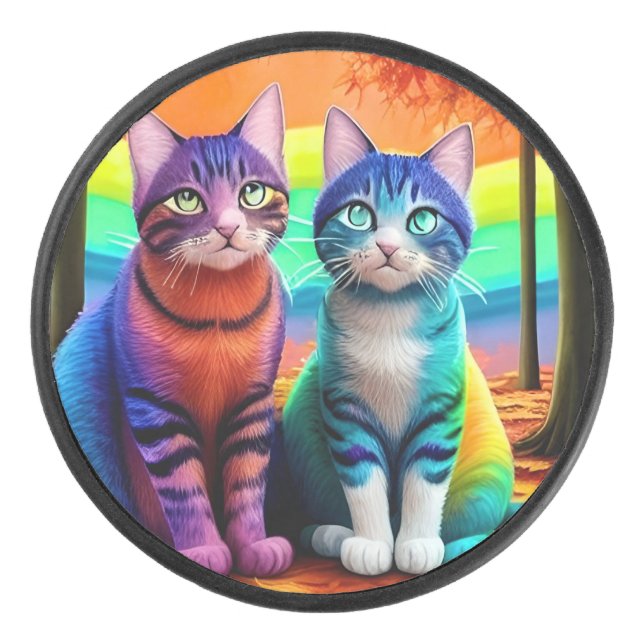 Palet De Hockey Jumeaux de chats Art numérique-56467 (Devant)