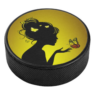 Palet De Hockey La femme papillons jaunes