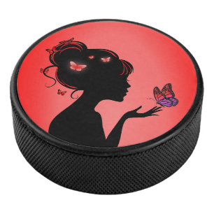 Palet De Hockey La femme papillons rouges