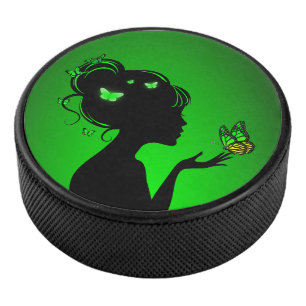 Palet De Hockey La femme papillons verts