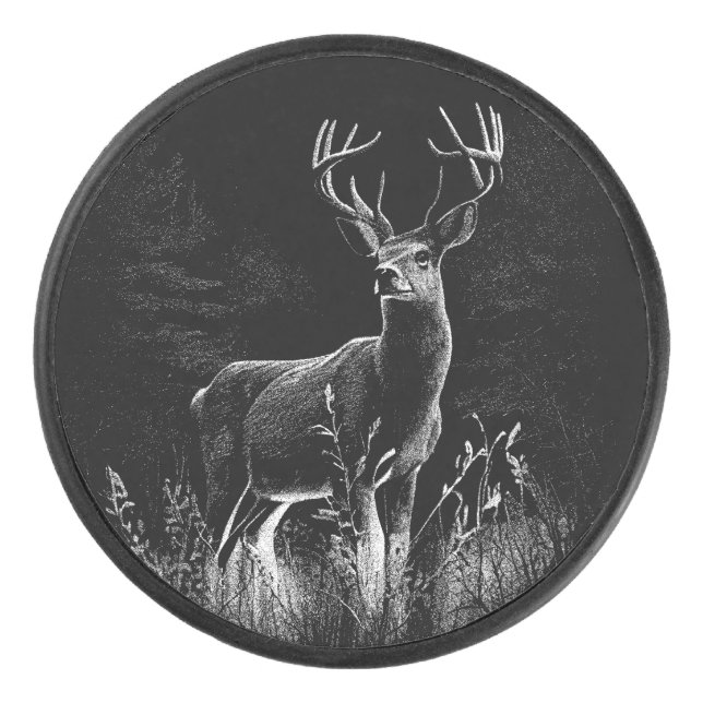 Palet De Hockey Le cerf majestueux en pleine nature - Art noir et  (Devant)