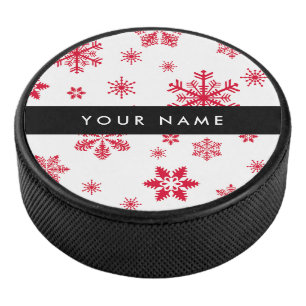 Palet De Hockey Les flocons rouges, Votre nom, Personnalisez