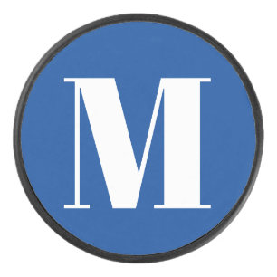 Palet De Hockey LETTRE INITIALE Bleu Profond Monogramme Moderne De