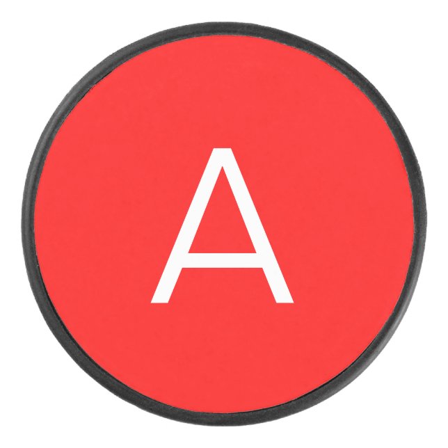 Palet De Hockey Lettre initiale du monogramme rouge professionnel (Devant)