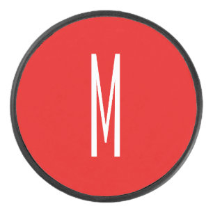 Palet De Hockey Lettre initiale Monogramme Style moderne Rouge Bla