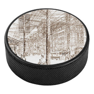 Palet De Hockey Lignes de l'utilitaire Sepia Etching vintage