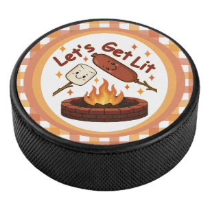 Palet De Hockey Lit Firepit - mignon Marshmallow & Hot Dog