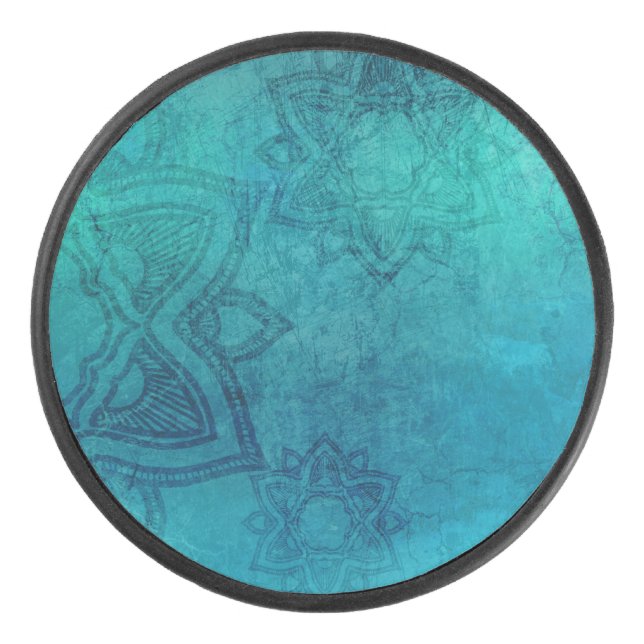 Palet De Hockey Mandala Hockey Puck Turquoise Perdu (Devant)