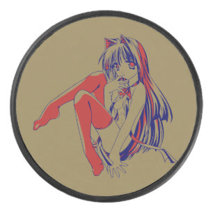Palet De Hockey Manga américain Neko Chatte Féline Kawaii Anime