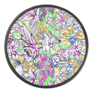 Palet De Hockey Marque de bagage de fleurs abstraites joliment col