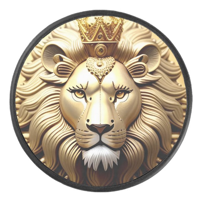 Palet De Hockey Médaillon Lion D'Or Avec Couronne (Devant)
