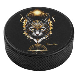 Palet De Hockey Merveilleux chat noir or.