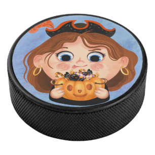 Palet De Hockey Mignonne fille en costume d'Halloween pirate Candy