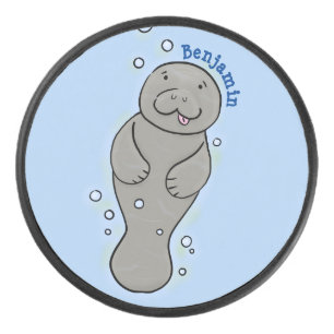 Palet De Hockey Mignonne manatée bébé avec bulles illustration