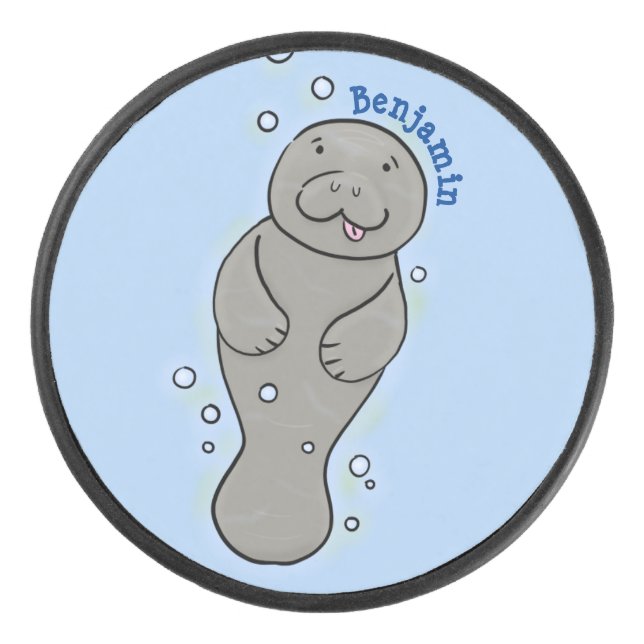 Palet De Hockey Mignonne manatée bébé avec bulles illustration (Devant)