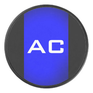 Palet De Hockey Moderne Monogramme Bleu Plaine Noire