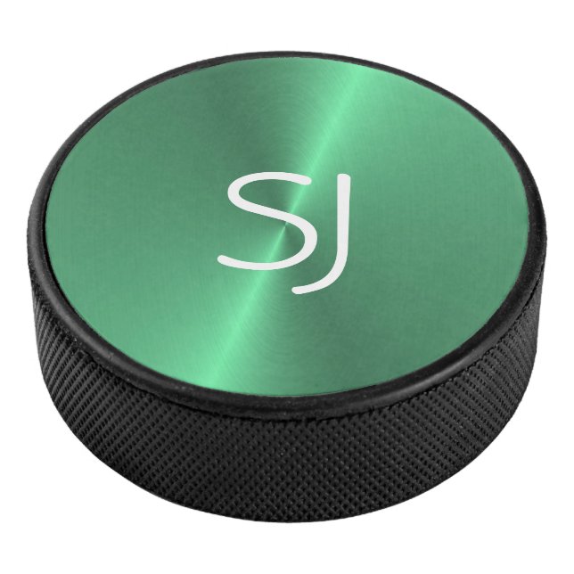 Palet De Hockey Monogramme métallique vert brillant (3/4/2016 12:00:00 AM)
