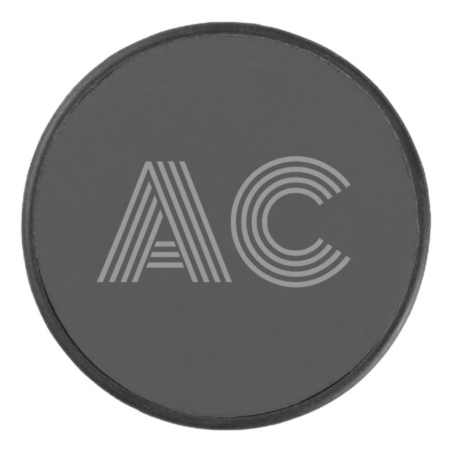Palet De Hockey Monogramme moderne gris et noir (Devant)