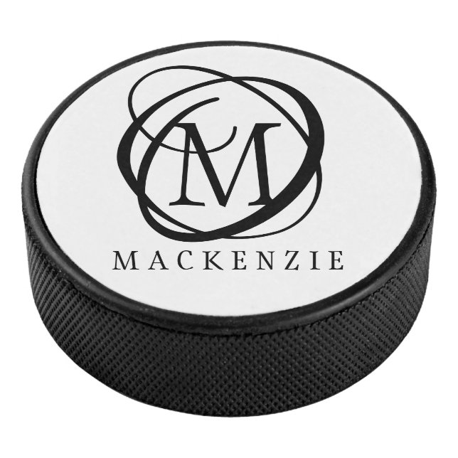 Palet De Hockey Monogramme noir moderne et élégant (3/4/2016 12:00:00 AM)