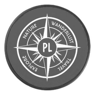Palet De Hockey Monographie d'emblème de compas noir et blanc