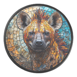 Palet De Hockey Mosaïque de verre teinté d'hyène majestueuse