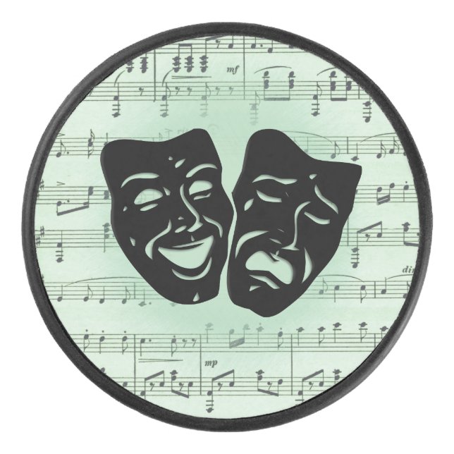 Palet De Hockey Musique verte et masques grecs de théâtre (Devant)
