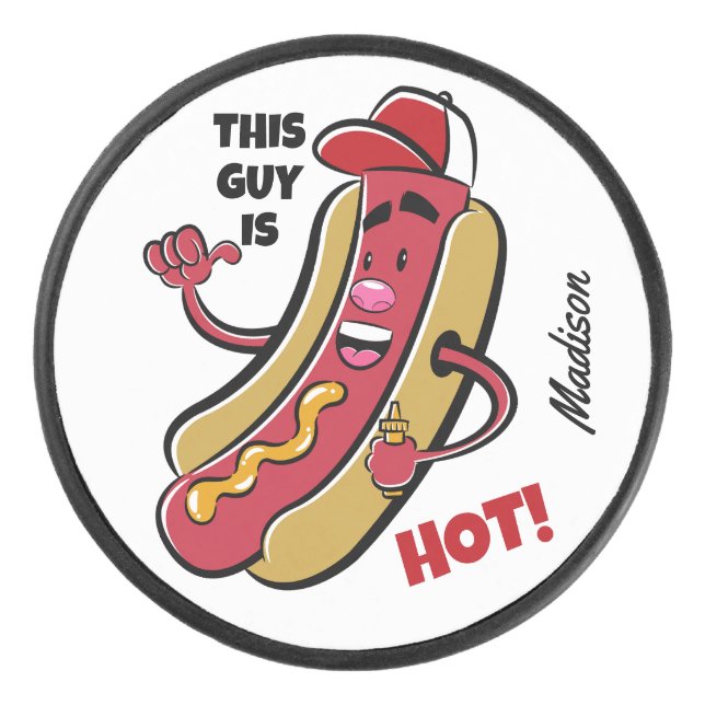 Palet De Hockey Nom et texte personnalisés Hot Dog (Devant)