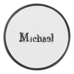 Palet De Hockey Nom monogramme moderne minimaliste noir gris