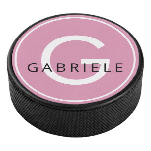 Palet De Hockey Nom personnalisé rose et lettre initiale