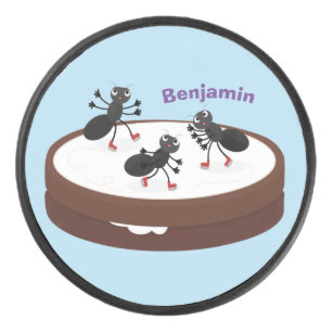 Palet De Hockey Patinage sur glace de fourmis joyeuses sur dessin 