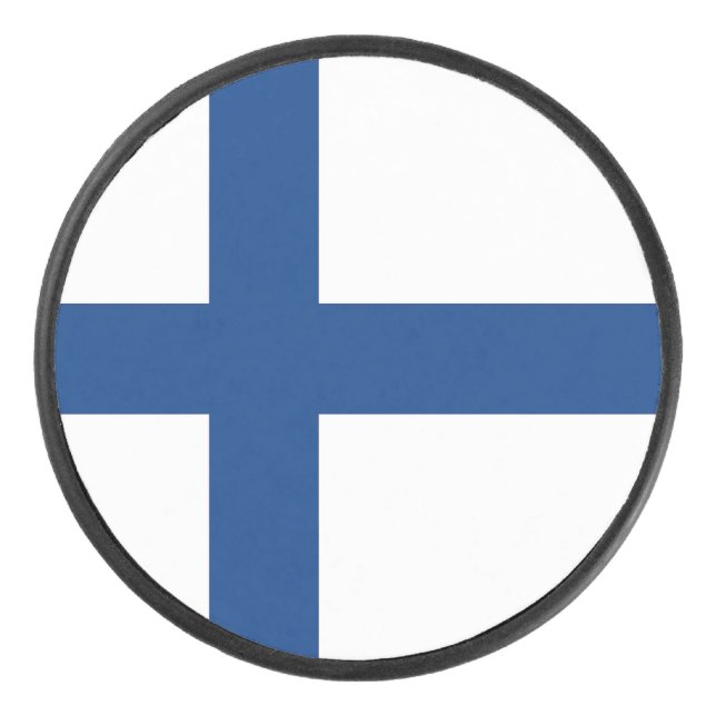 Palet De Hockey Patriotique de hockey avec drapeau de la Finlande (Devant)
