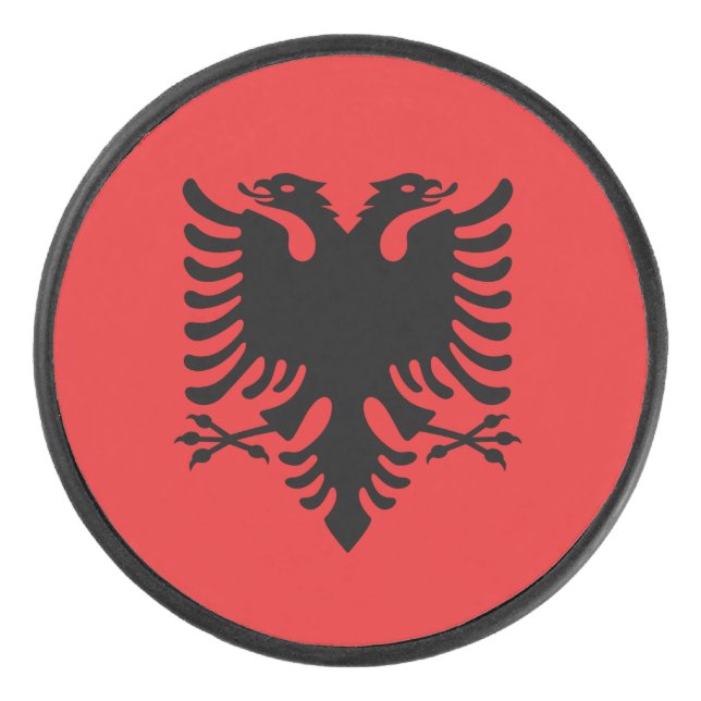 Palet De Hockey Patriotique hockeyeur avec drapeau d'Albanie (Devant)