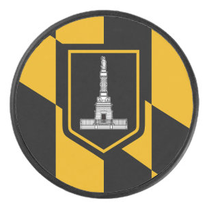 Palet De Hockey Patriotique hockeyeur avec drapeau de Baltimore.