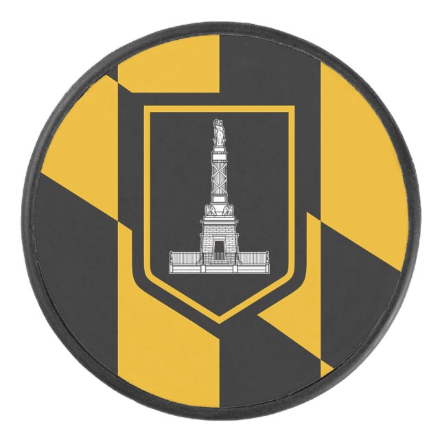 Palet De Hockey Patriotique hockeyeur avec drapeau de Baltimore. (Devant)