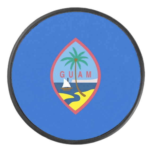 Palet De Hockey Patriotique hockeyeur avec drapeau de Guam (Devant)