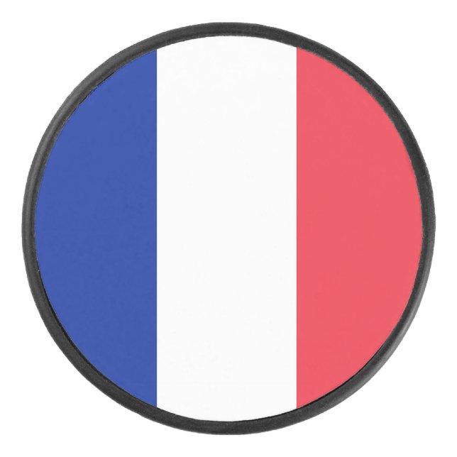 Palet De Hockey Patriotique hockeyeur avec drapeau de la France (Devant)
