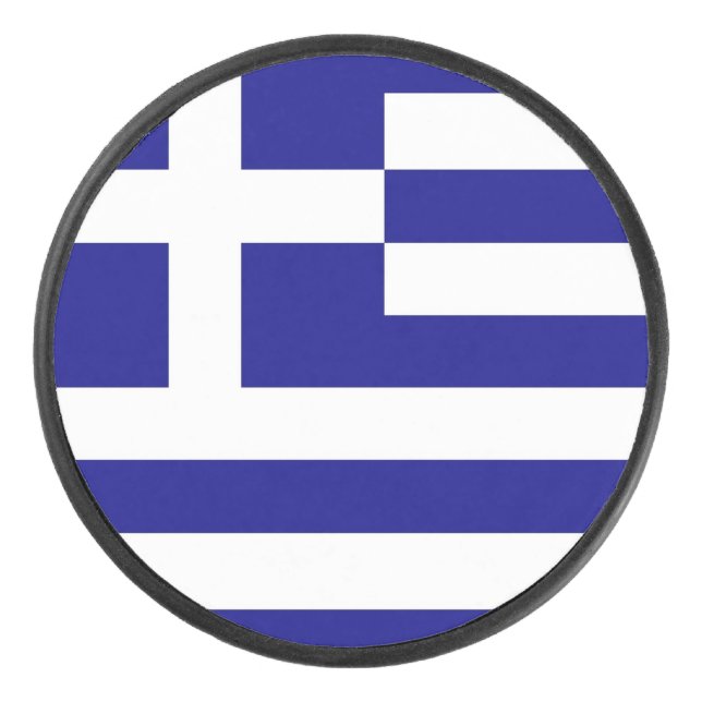 Palet De Hockey Patriotique hockeyeur avec drapeau de la Grèce (Devant)