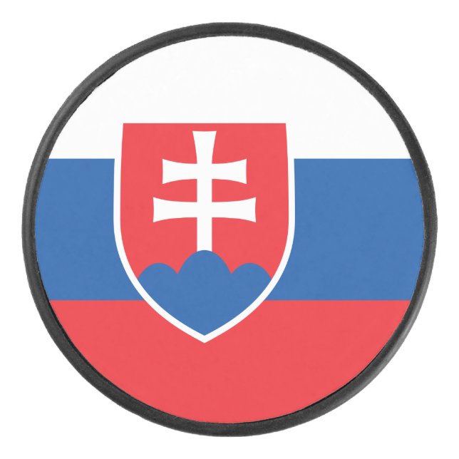 Palet De Hockey Patriotique hockeyeur avec drapeau de la Slovaquie (Devant)
