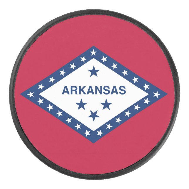 Palet De Hockey Patriotique hockeyeur avec drapeau de l'Arkansas (Devant)