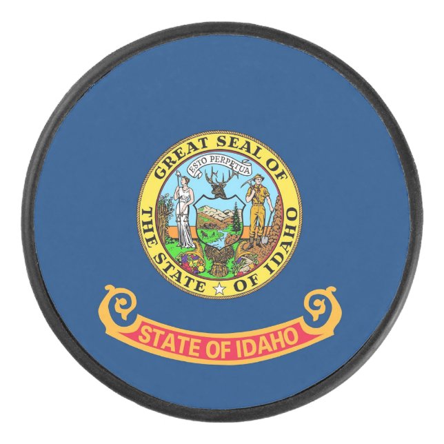 Palet De Hockey Patriotique hockeyeur avec drapeau de l'Idaho (Devant)