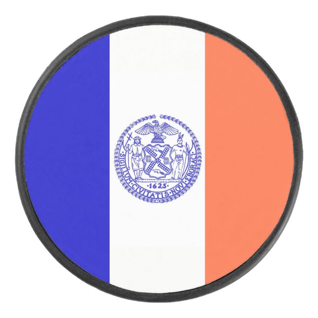 Palet De Hockey Patriotique hockeyeur avec drapeau de New York Cit (Devant)