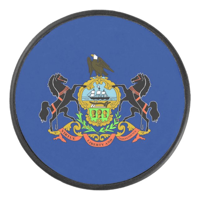 Palet De Hockey Patriotique hockeyeur avec drapeau de Pennsylvanie (Devant)
