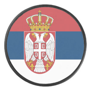 Palet De Hockey Patriotique hockeyeur avec drapeau de Serbie