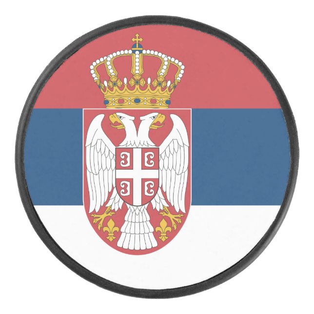 Palet De Hockey Patriotique hockeyeur avec drapeau de Serbie (Devant)