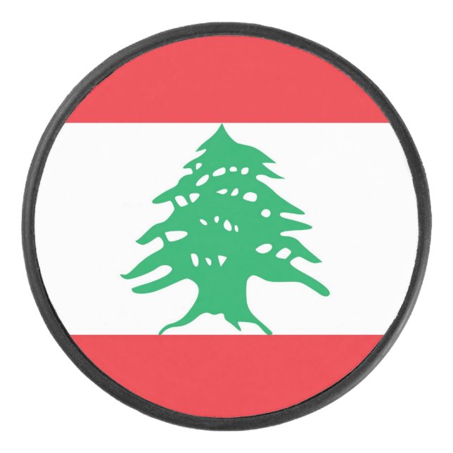 Palet De Hockey Patriotique hockeyeur avec drapeau du Liban (Devant)